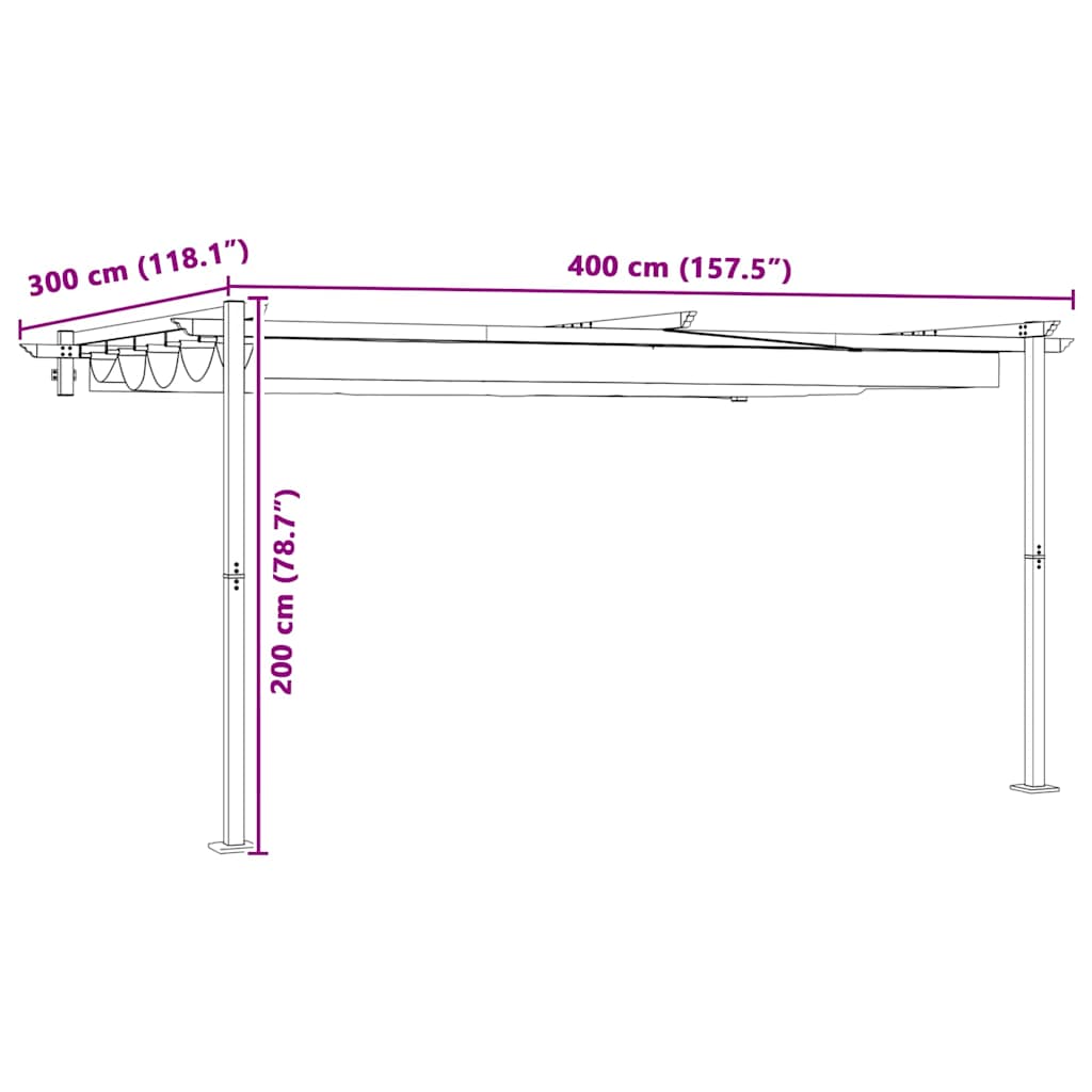 Pavillon 400 x 300 x 200 cm Creme Polyester