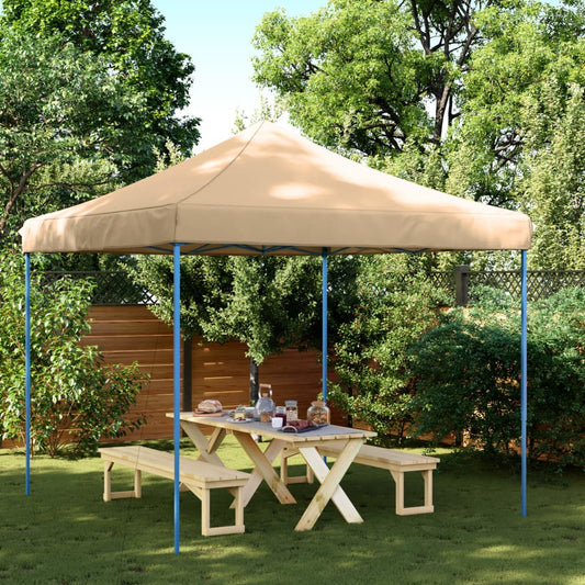 Tente de fête pliable pop-up beige 292x292x315 cm