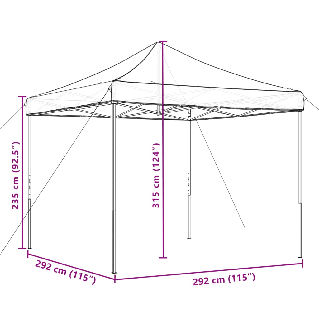 Tente de réception pliable pop-up orange 292x292x315 cm