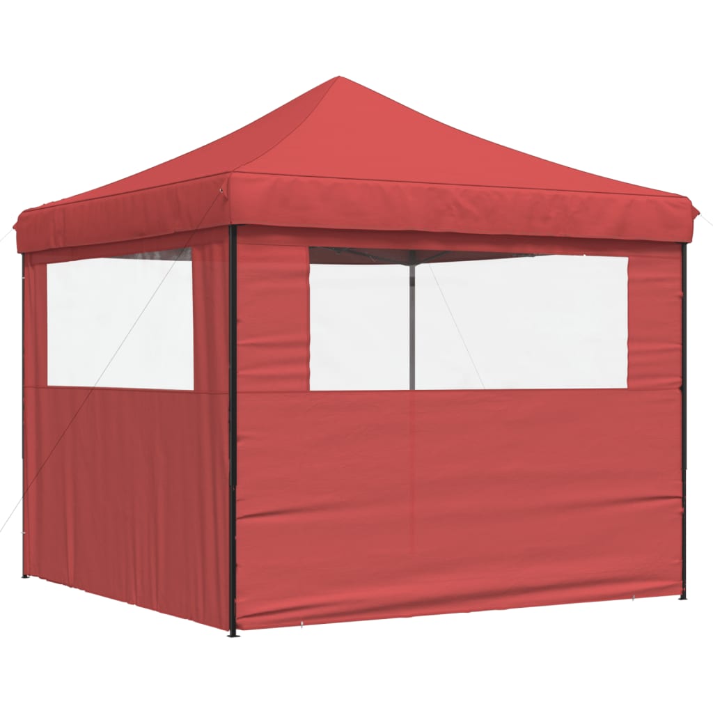 Tente de fête pop-up pliable avec 2 panneaux latéraux rouge bordeaux