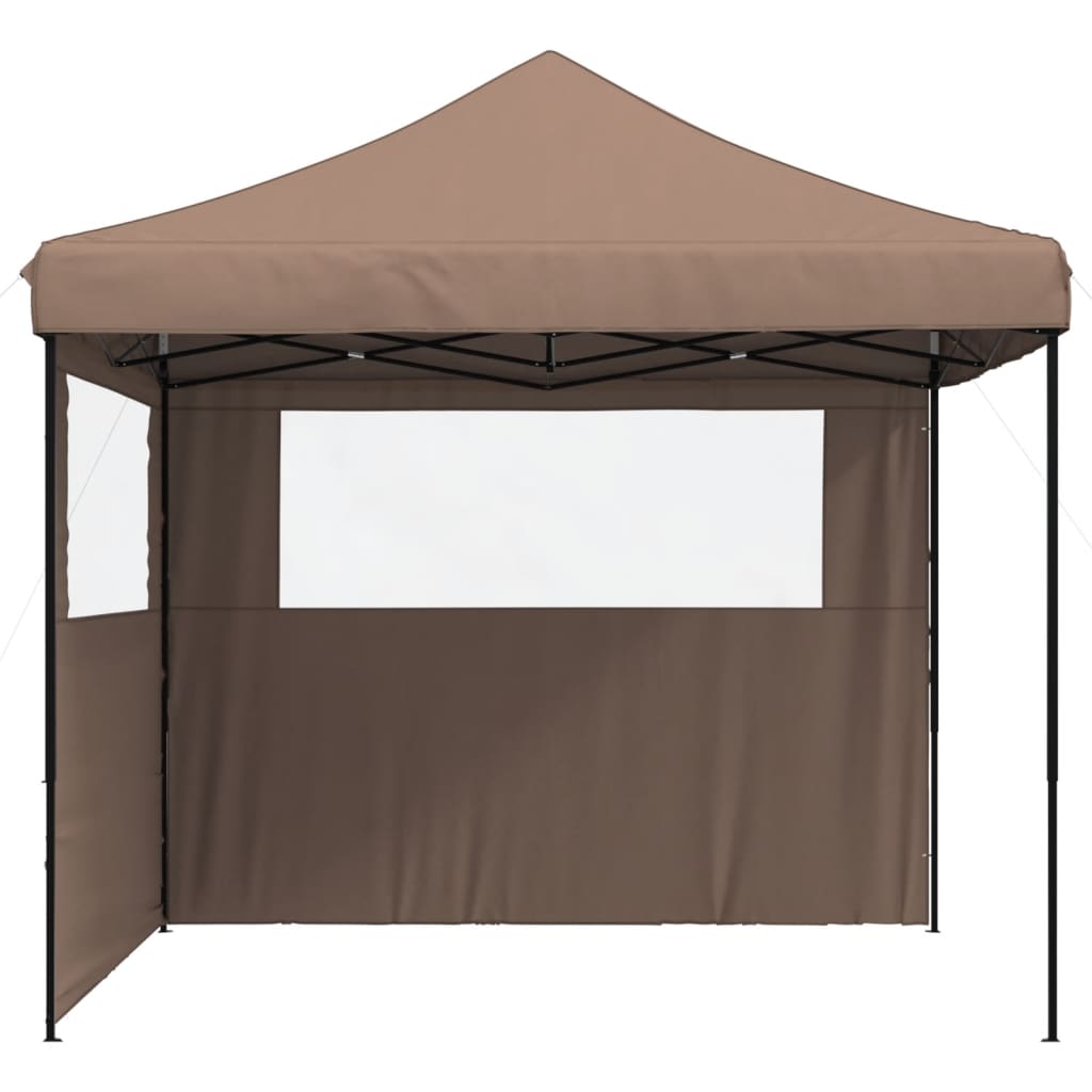 Tente de fête pop-up pliable avec 2 panneaux latéraux marron