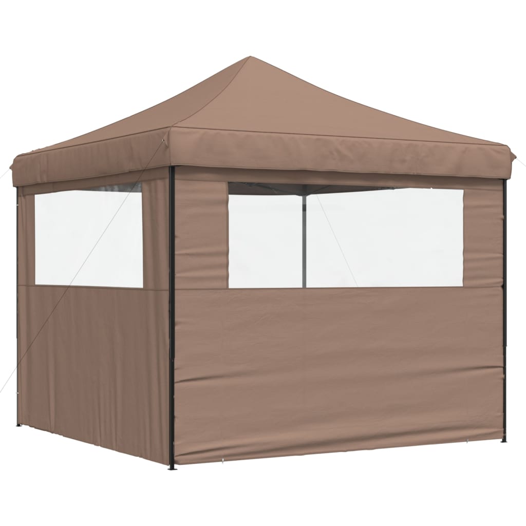 Tente de fête pop-up pliable avec 2 panneaux latéraux marron