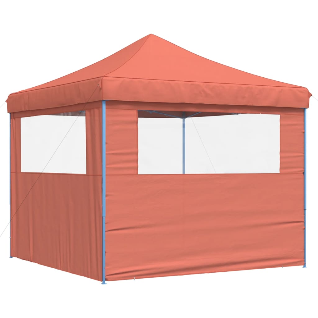 Tente de fête pop-up pliable avec 2 panneaux latéraux rouge terre cuite