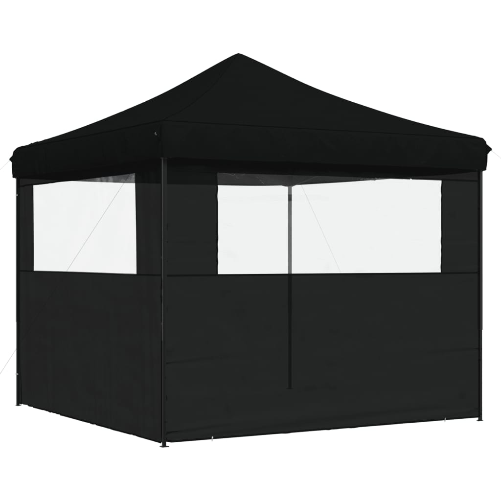 Tente de fête pop-up pliable avec 2 panneaux latéraux noir