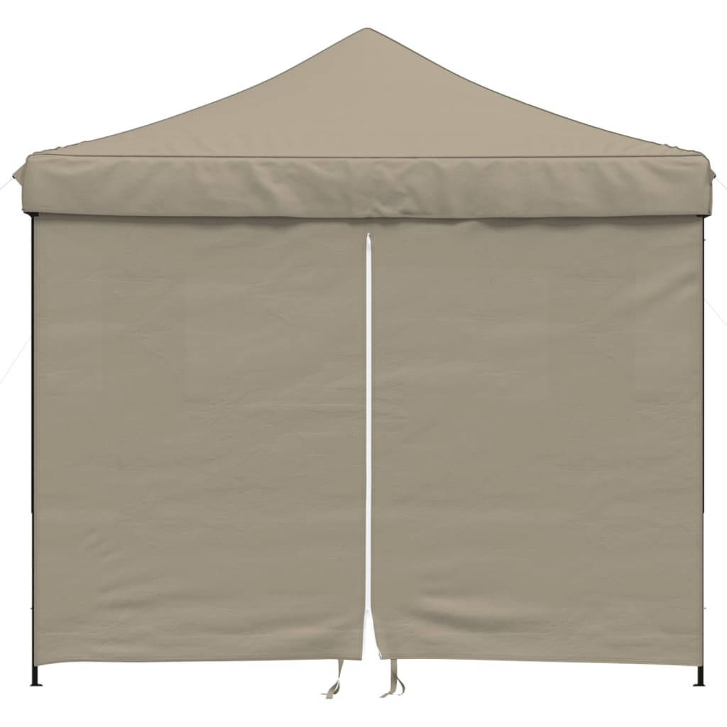 Tente de fête pop-up pliable avec 4 panneaux latéraux taupe