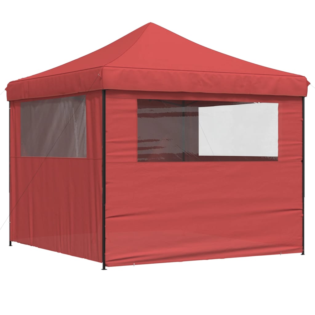 Tente de fête pop-up pliable avec 4 panneaux latéraux rouge bordeaux