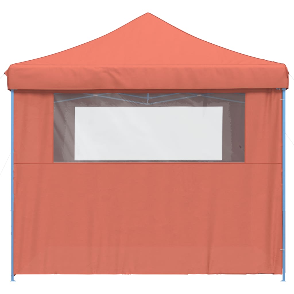 Tente de fête pop-up pliable avec 4 panneaux latéraux rouge terre cuite