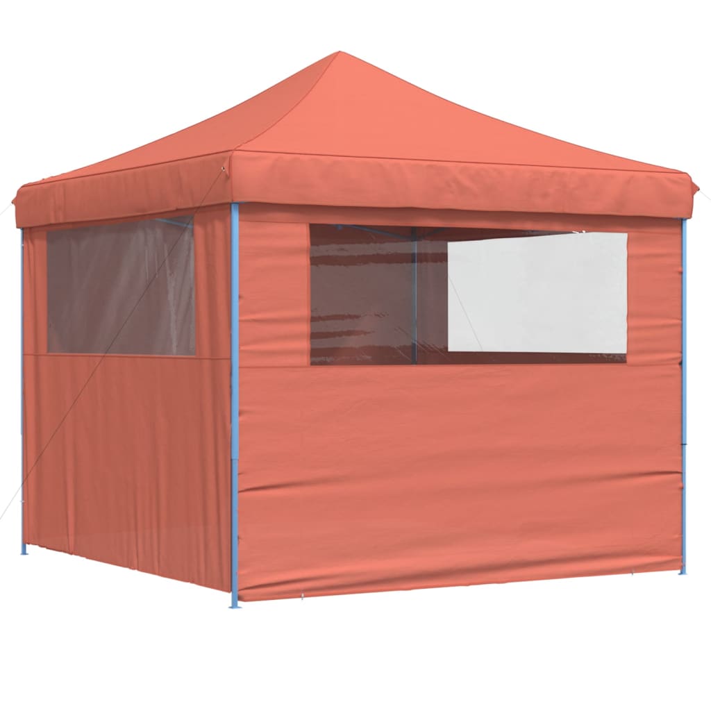 Tente de fête pop-up pliable avec 4 panneaux latéraux rouge terre cuite