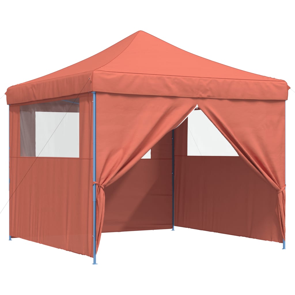 Tente de fête pop-up pliable avec 4 panneaux latéraux rouge terre cuite