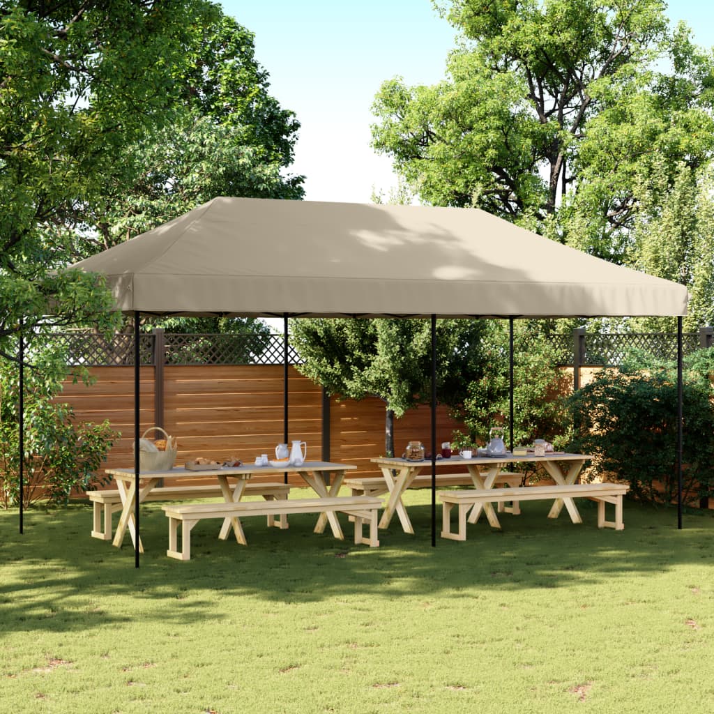 Tente de fête pliable pop-up taupe 580x292x315 cm