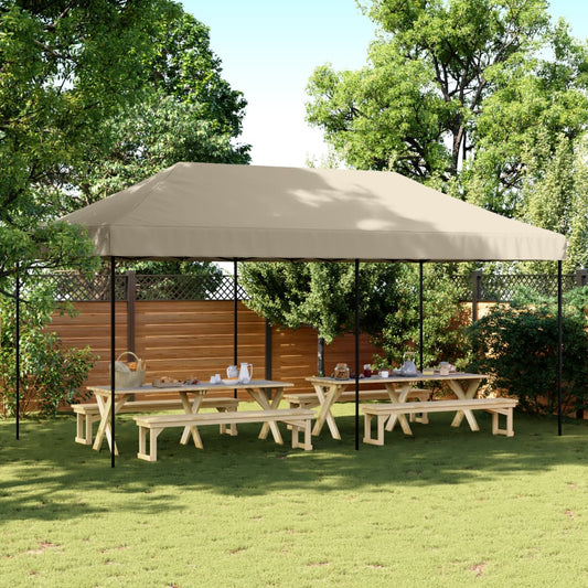 Tente de fête pliable pop-up taupe 580x292x315 cm