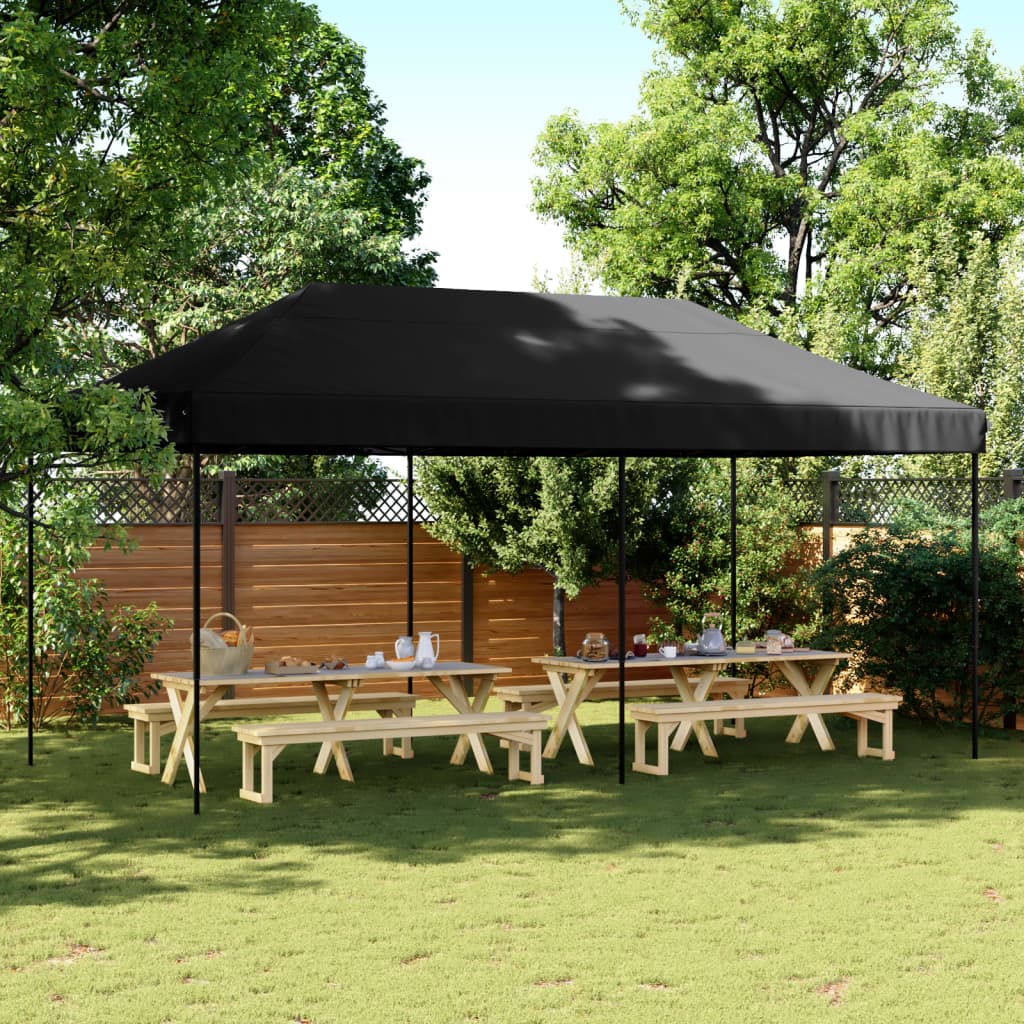 Tente de fête pliable pop-up noir 580x292x315 cm