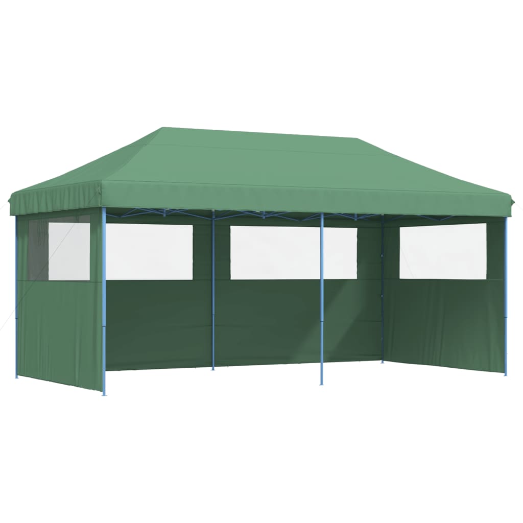 Tente de fête pop-up pliable avec 3 panneaux latéraux vert