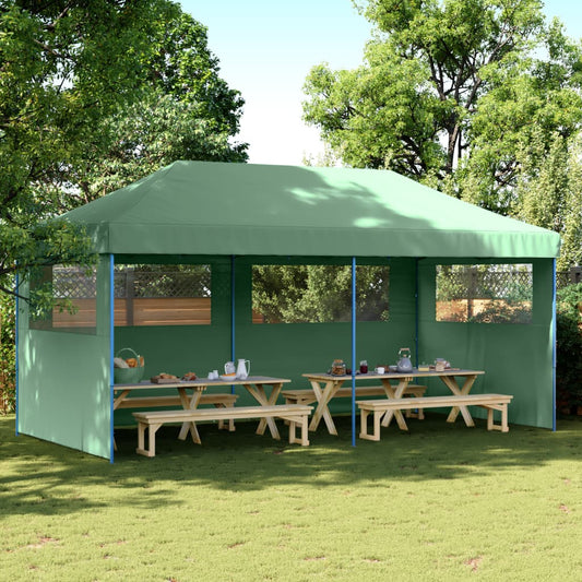 Tente de fête pop-up pliable avec 3 panneaux latéraux vert