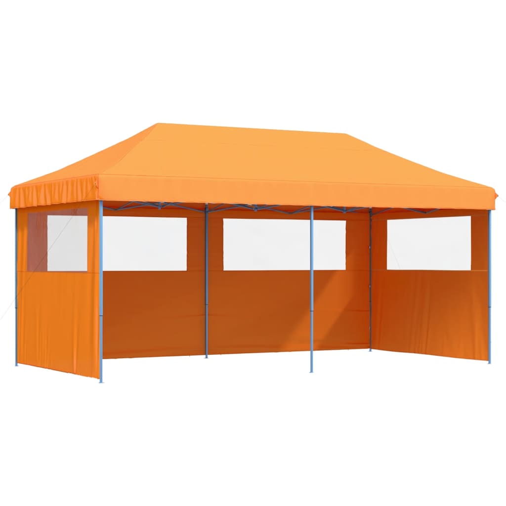 Tente de fête pop-up pliable avec 3 panneaux latéraux orange