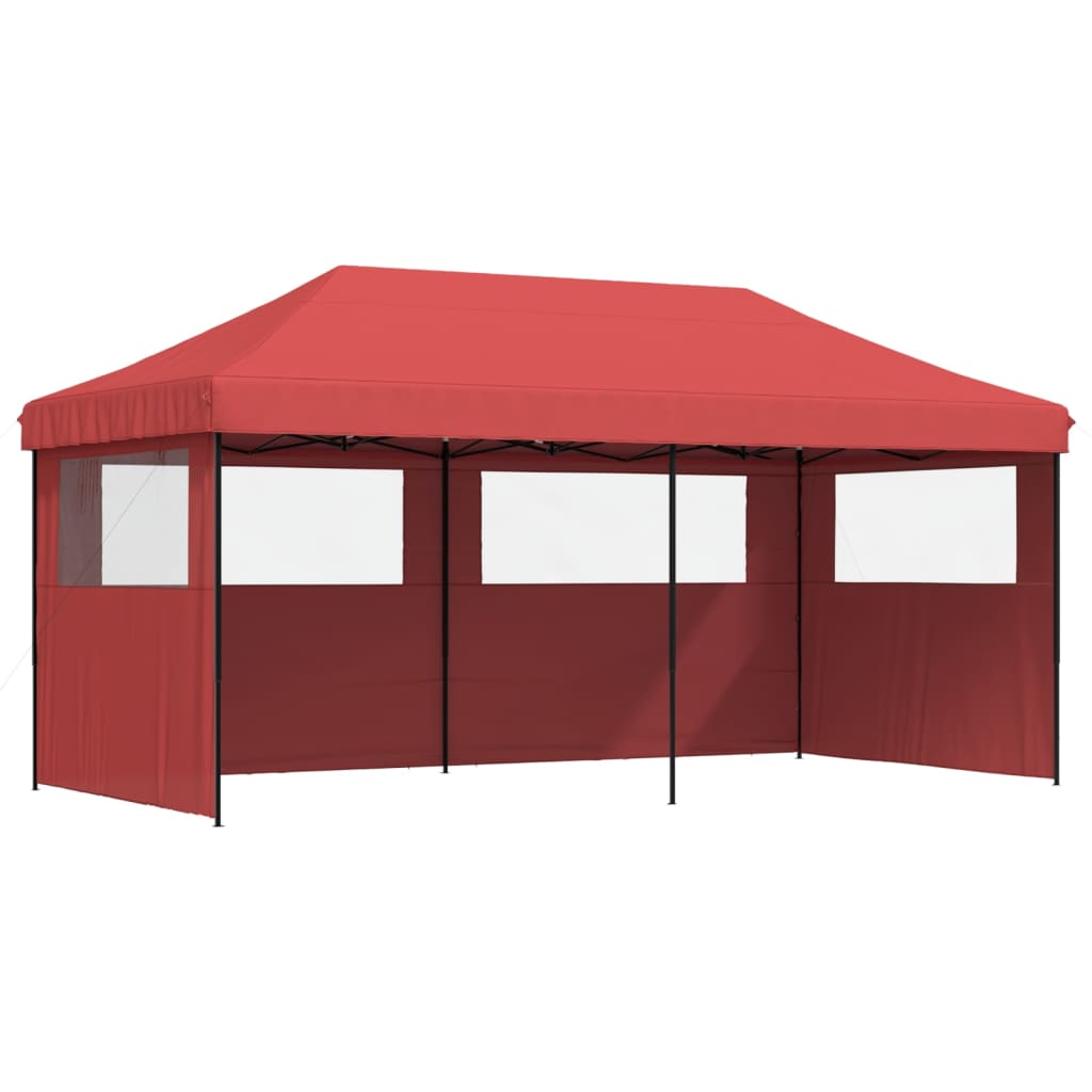 Party Tent Foldable Pop-Up with 3 Side Panels Burgundy