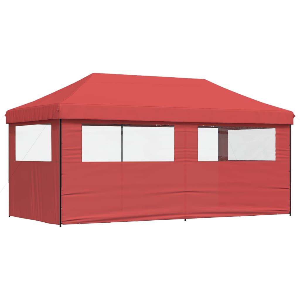 Party Tent Foldable Pop-Up with 3 Side Panels Burgundy