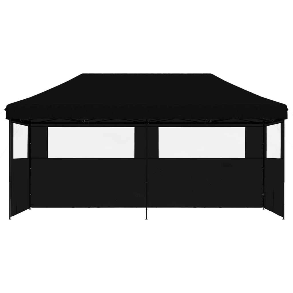 Tente de fête pop-up pliable avec 3 panneaux latéraux noir