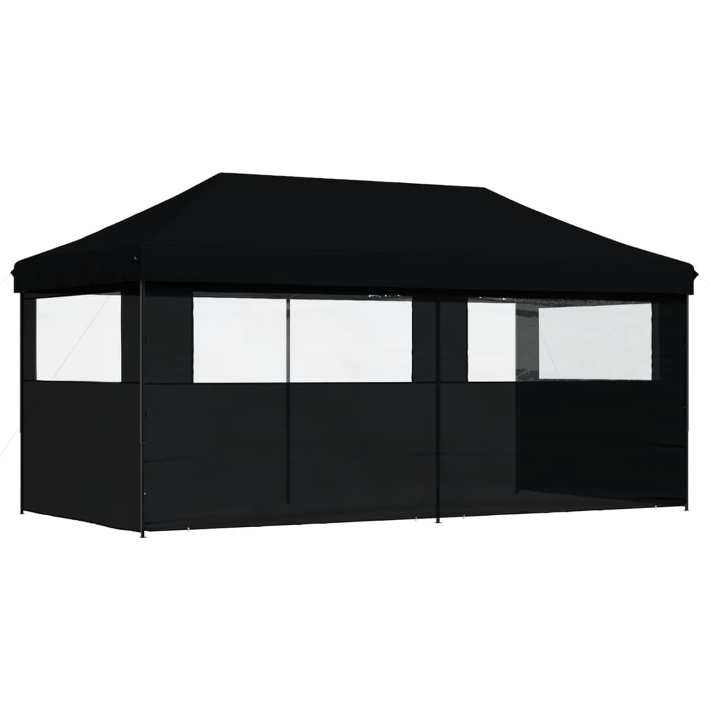 Tente de fête pop-up pliable avec 3 panneaux latéraux noir