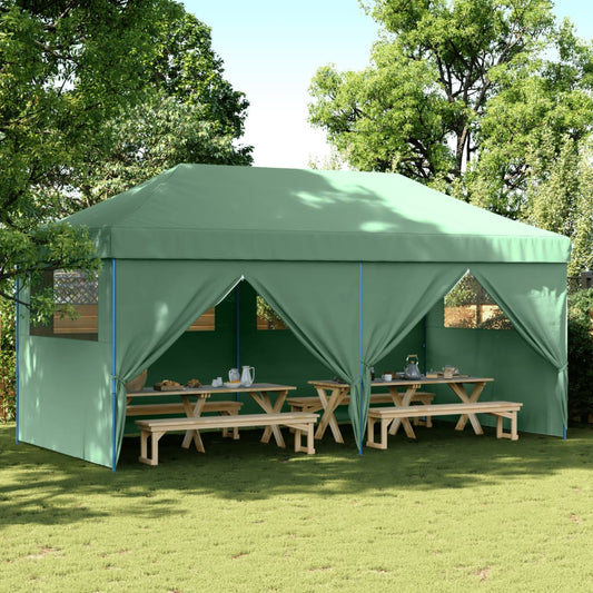 Tente de fête pop-up pliable avec 4 panneaux latéraux vert