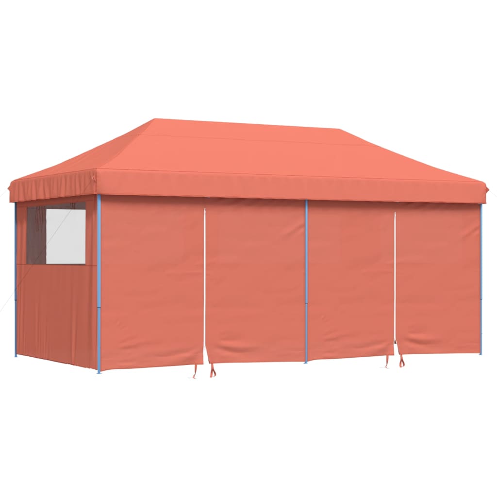 Tente de fête pop-up pliable avec 4 panneaux latéraux rouge terre cuite