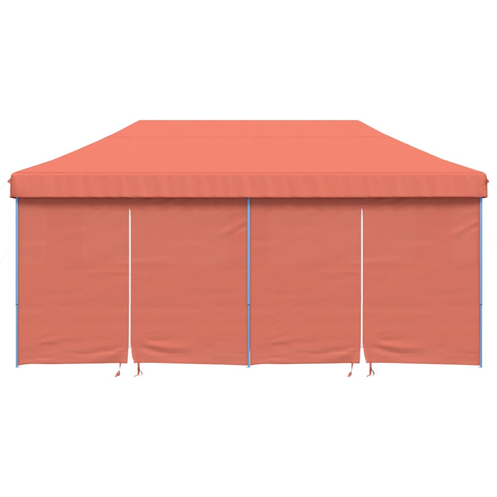 Tente de fête pop-up pliable avec 4 panneaux latéraux rouge terre cuite