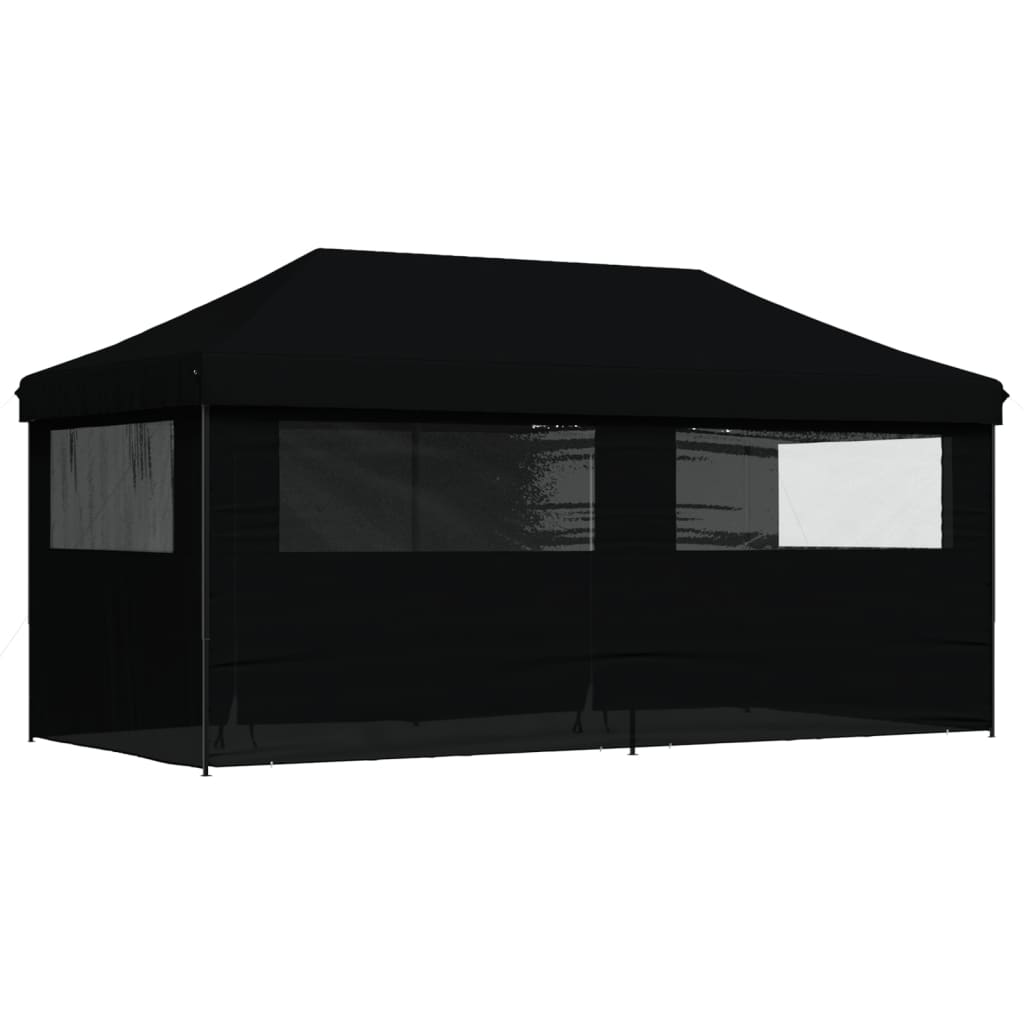 Tente de fête pop-up pliable avec 4 panneaux latéraux noir