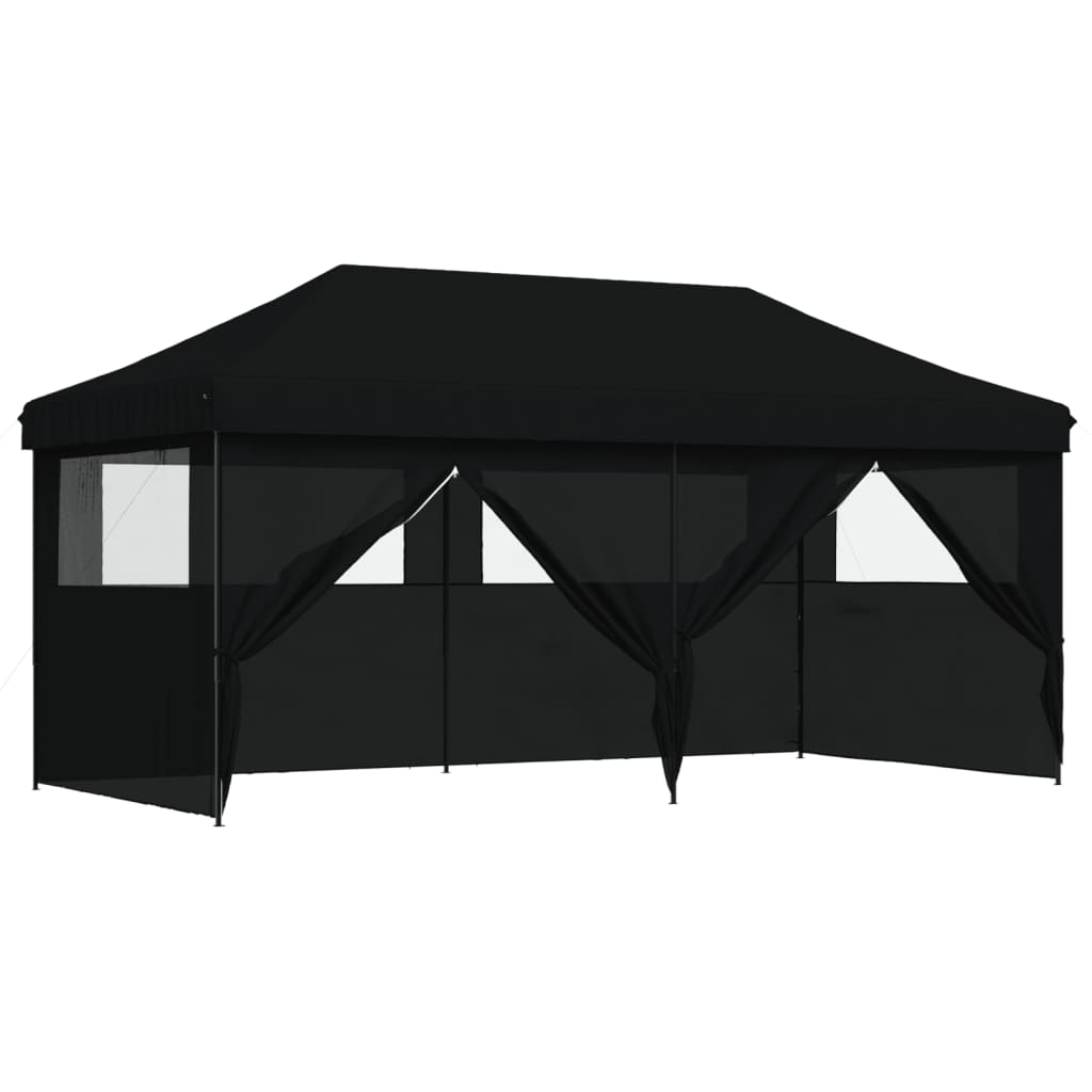Tente de fête pop-up pliable avec 4 panneaux latéraux noir