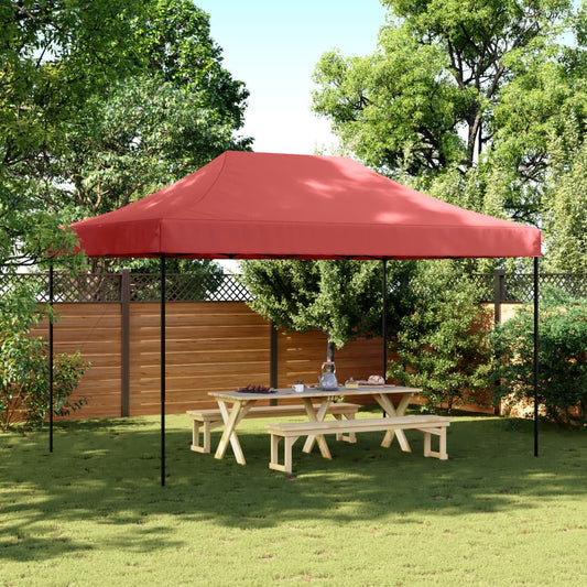 Tente de fête pliable pop-up rouge bordeaux 440x292x315 cm