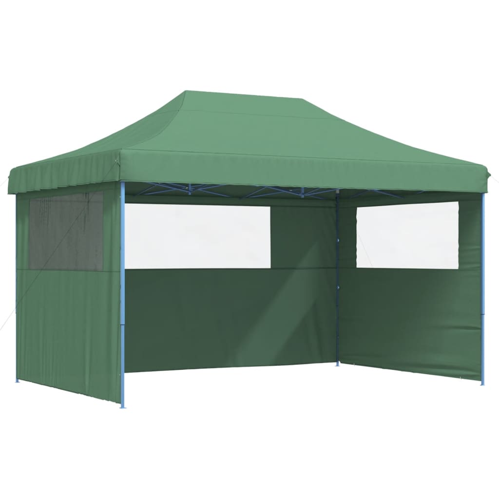 Tente de fête pop-up pliable avec 3 panneaux latéraux vert