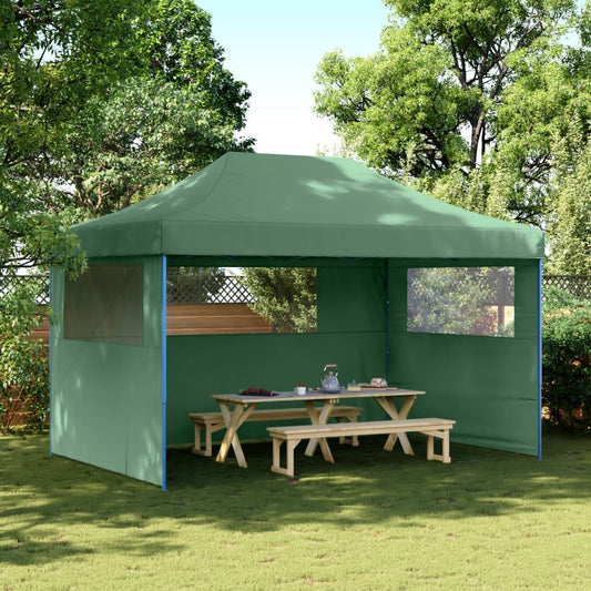 Tente de fête pop-up pliable avec 3 panneaux latéraux vert