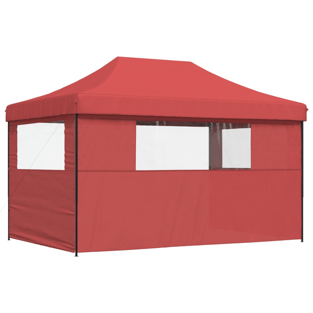 Tente de fête pop-up pliable avec 3 panneaux latéraux rouge bordeaux