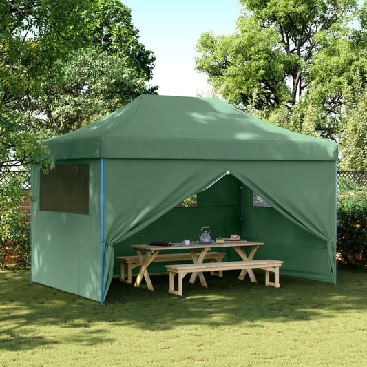 Tente de fête pop-up pliable avec 4 panneaux latéraux vert