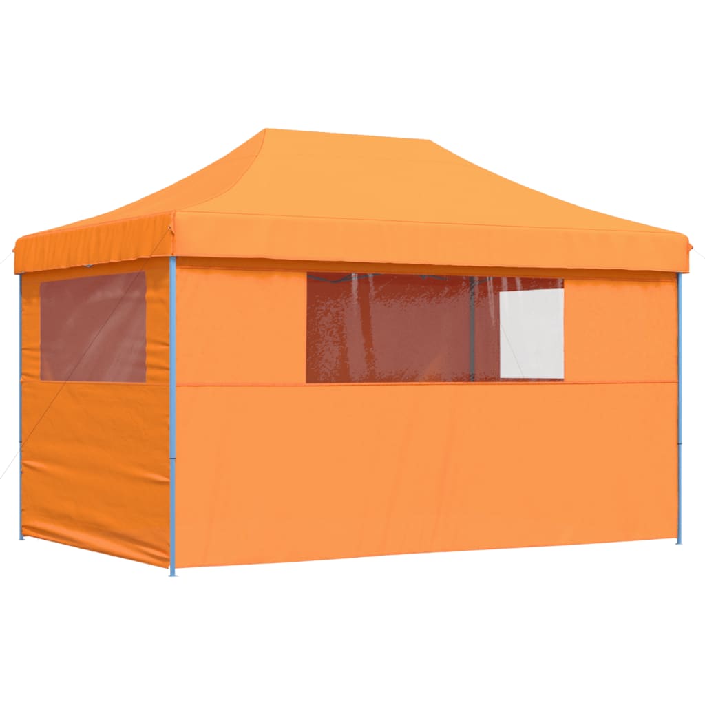 Tente de fête pop-up pliable avec 4 panneaux latéraux orange