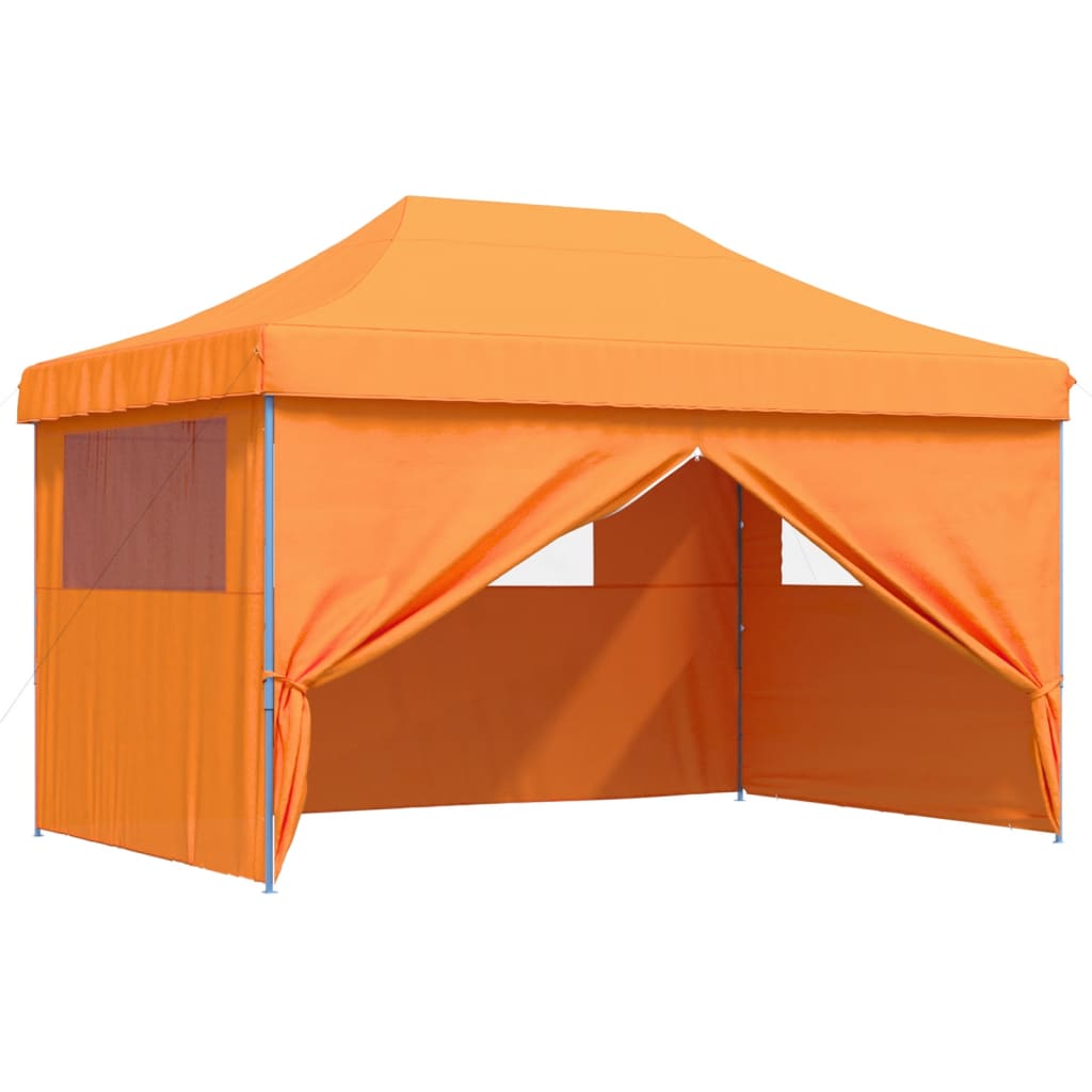 Tente de fête pop-up pliable avec 4 panneaux latéraux orange