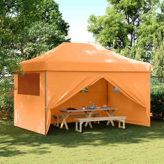 Tente de fête pop-up pliable avec 4 panneaux latéraux orange