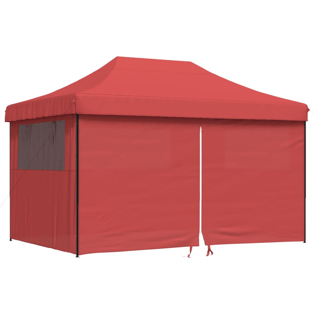 Tente de fête pop-up pliable avec 4 panneaux latéraux rouge bordeaux