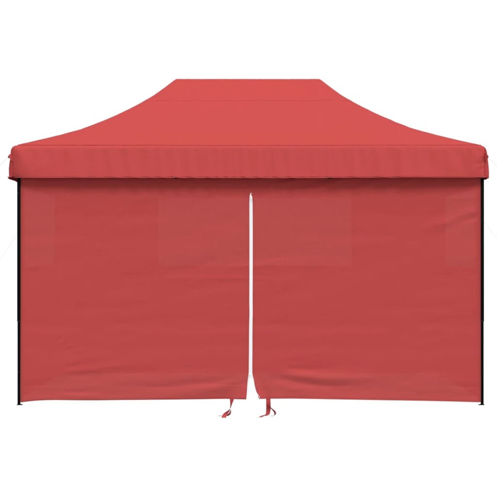 Tente de fête pop-up pliable avec 4 panneaux latéraux rouge bordeaux