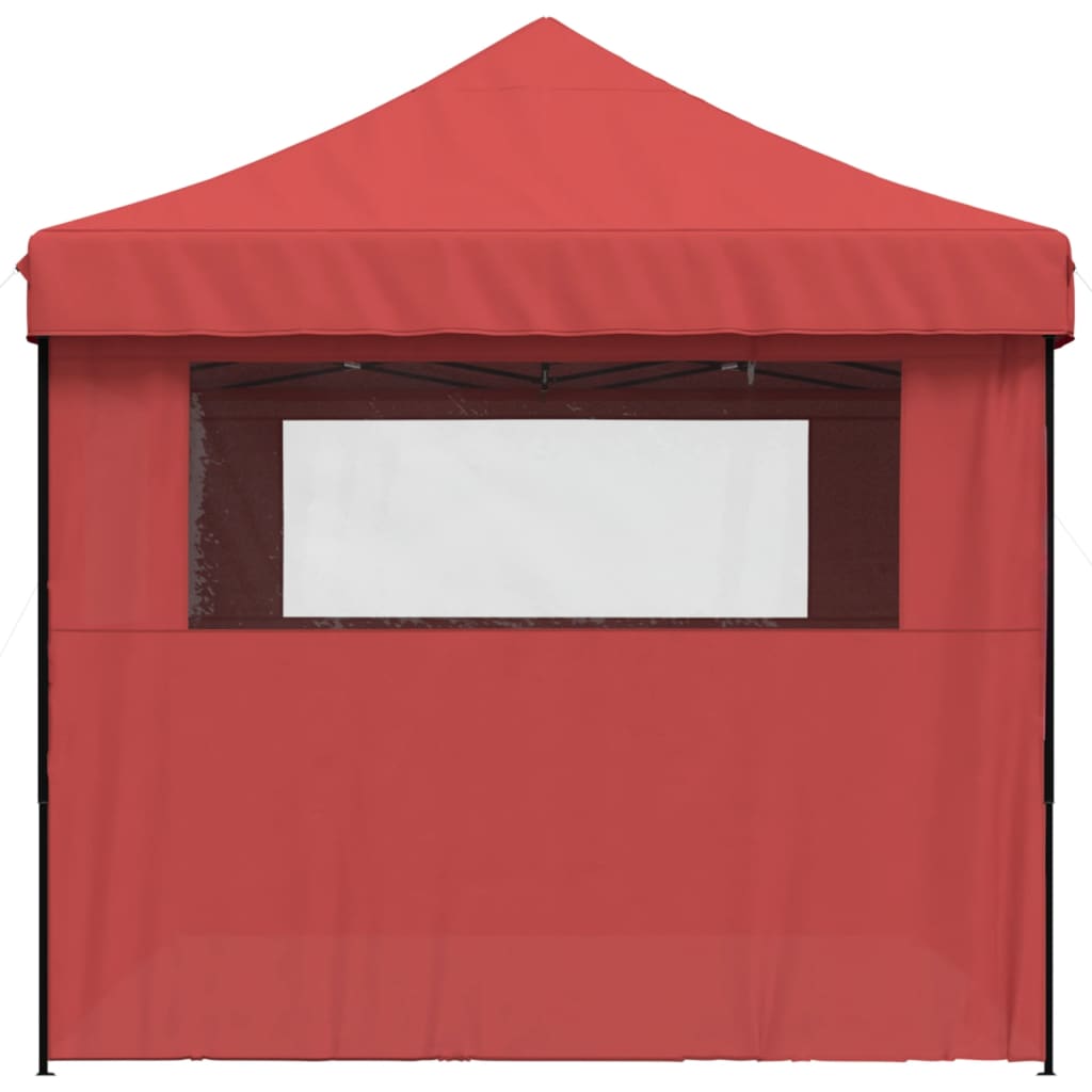 Tente de fête pop-up pliable avec 4 panneaux latéraux rouge bordeaux