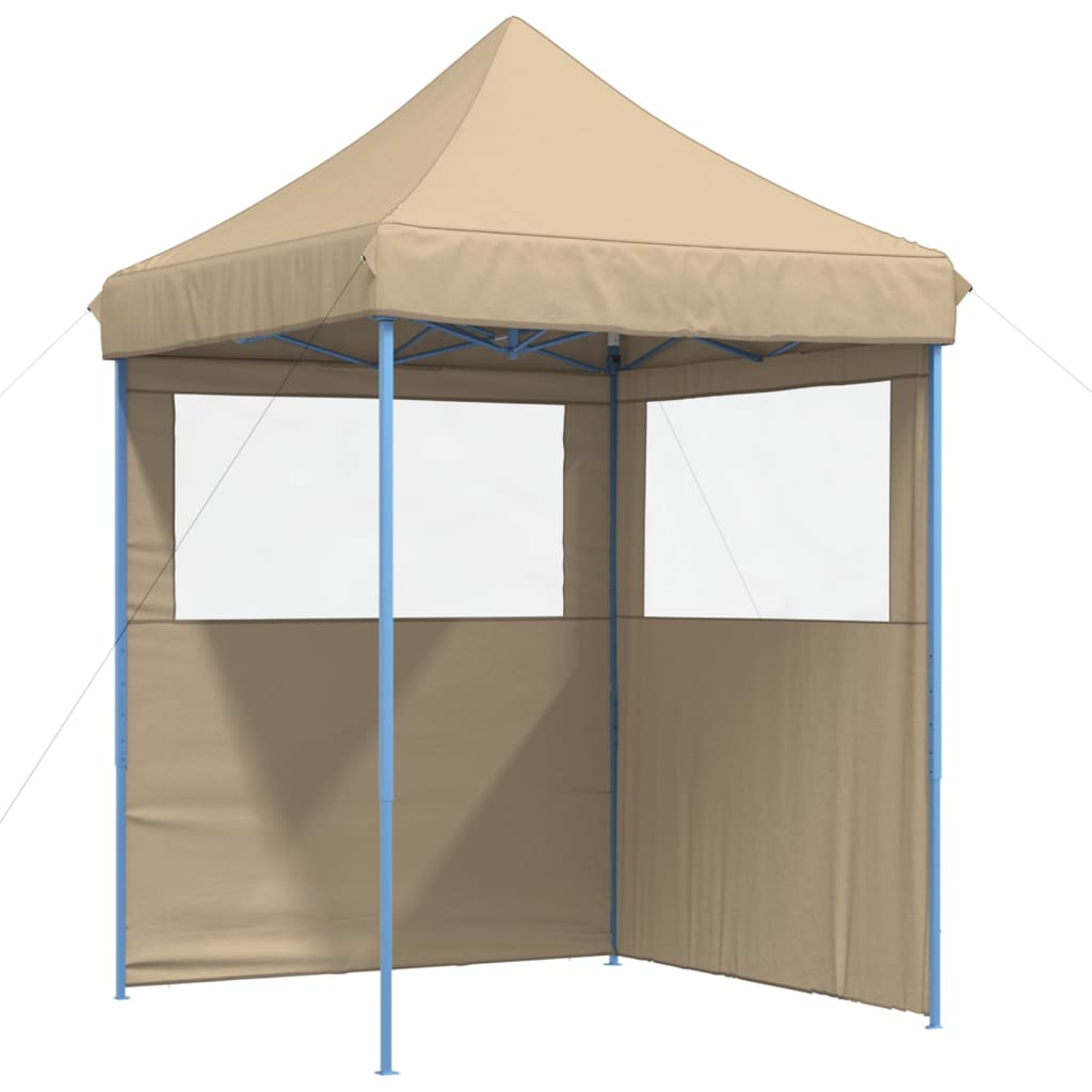 Tente de fête pop-up pliable avec 2 panneaux latéraux beige