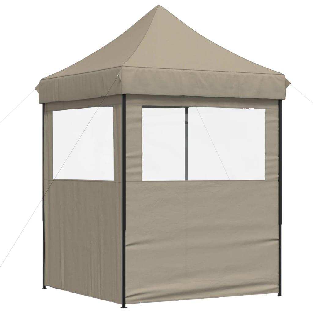 Tente de réception pliable pop-up avec 2 panneaux latéraux taupe
