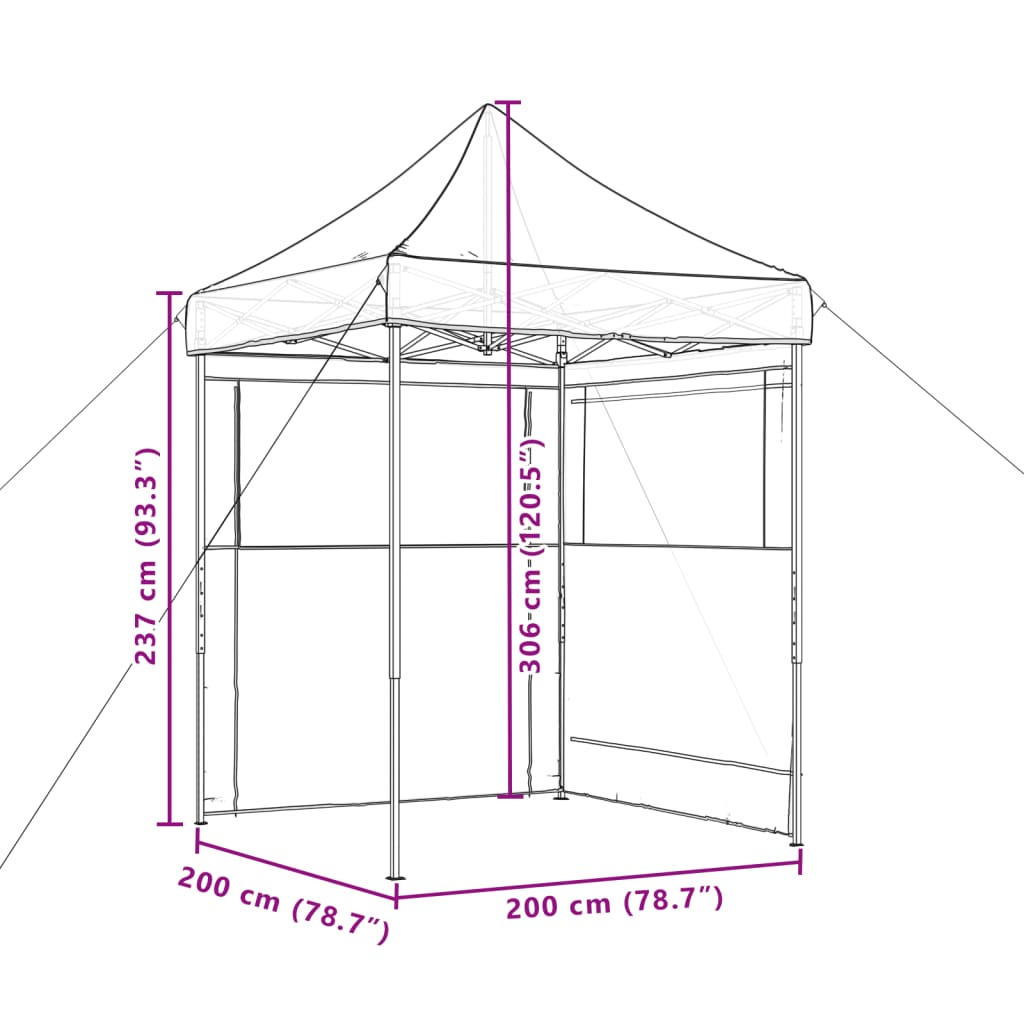 Tente de réception pliable pop-up avec 2 panneaux latéraux taupe