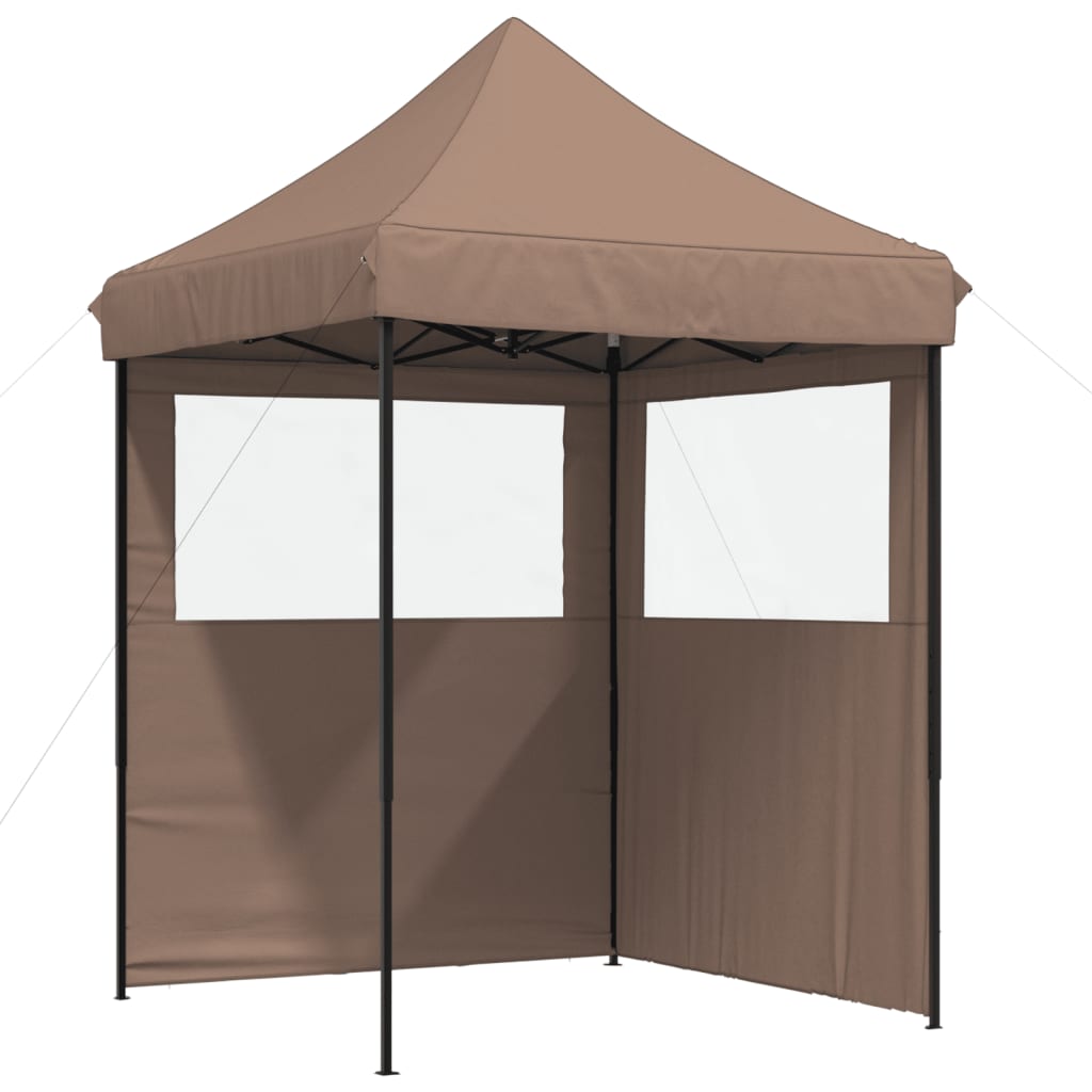 Tente de fête pop-up pliable avec 2 panneaux latéraux marron