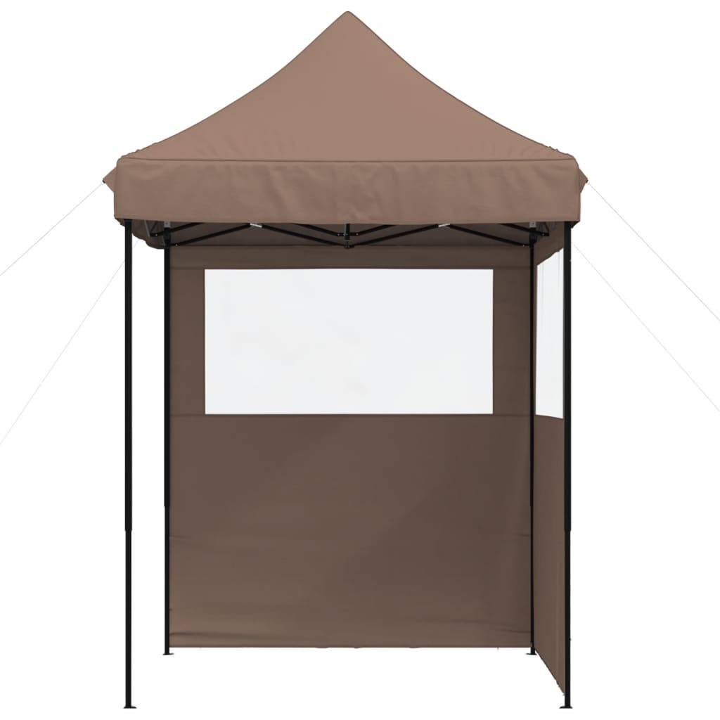 Tente de fête pop-up pliable avec 2 panneaux latéraux marron