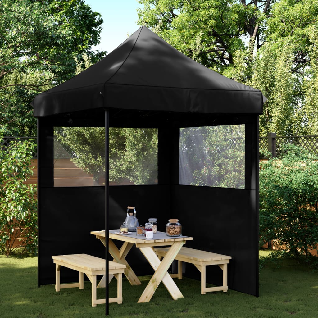 Tente de fête pop-up pliable avec 2 panneaux latéraux noir