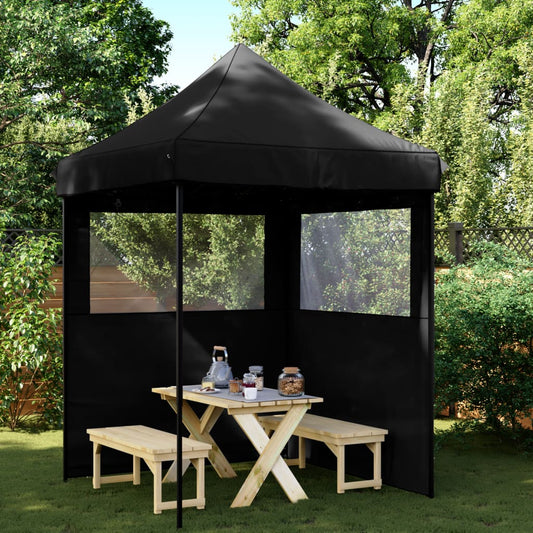 Tente de fête pop-up pliable avec 2 panneaux latéraux noir