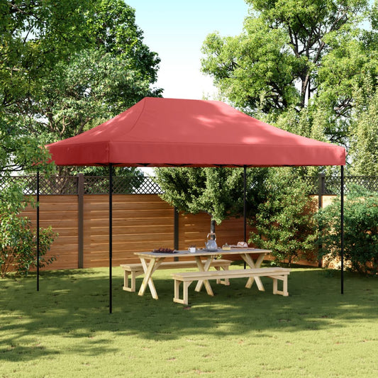 Tente de fête pliable pop-up rouge bordeaux 410x279x315 cm