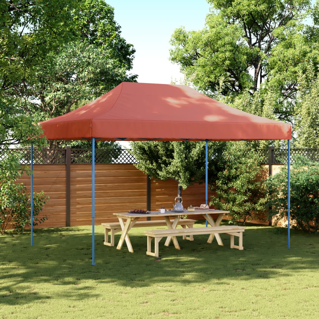 Tente de fête pliable pop-up terre cuite rouge 410x279x315 cm