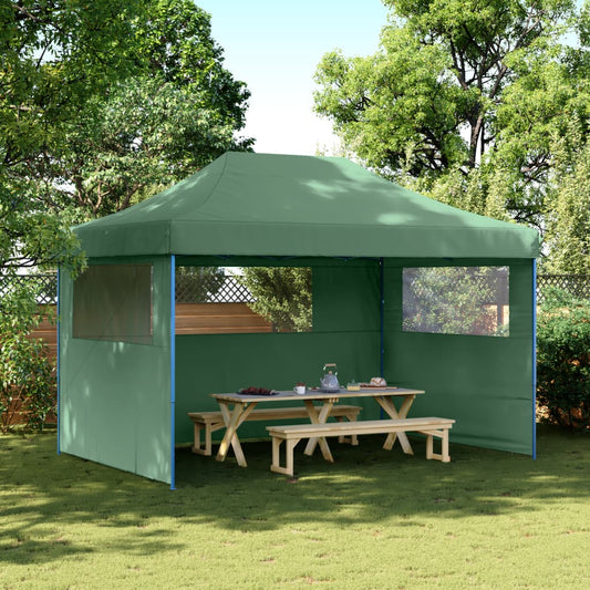 Tente de fête pop-up pliable avec 3 panneaux latéraux vert
