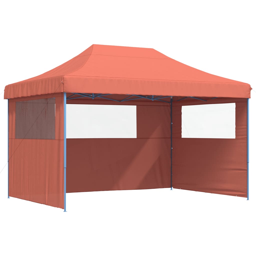 Tente de fête pop-up pliable avec 3 panneaux latéraux terre cuite